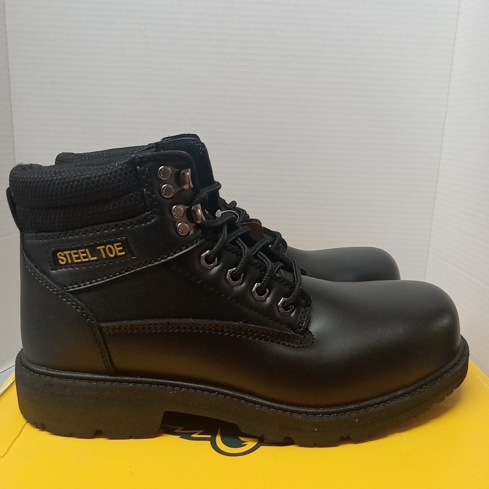 Brahma Gus Steel Toe Boots Oil & Slip Resistant Men's Size 9.5 W Black NWOB